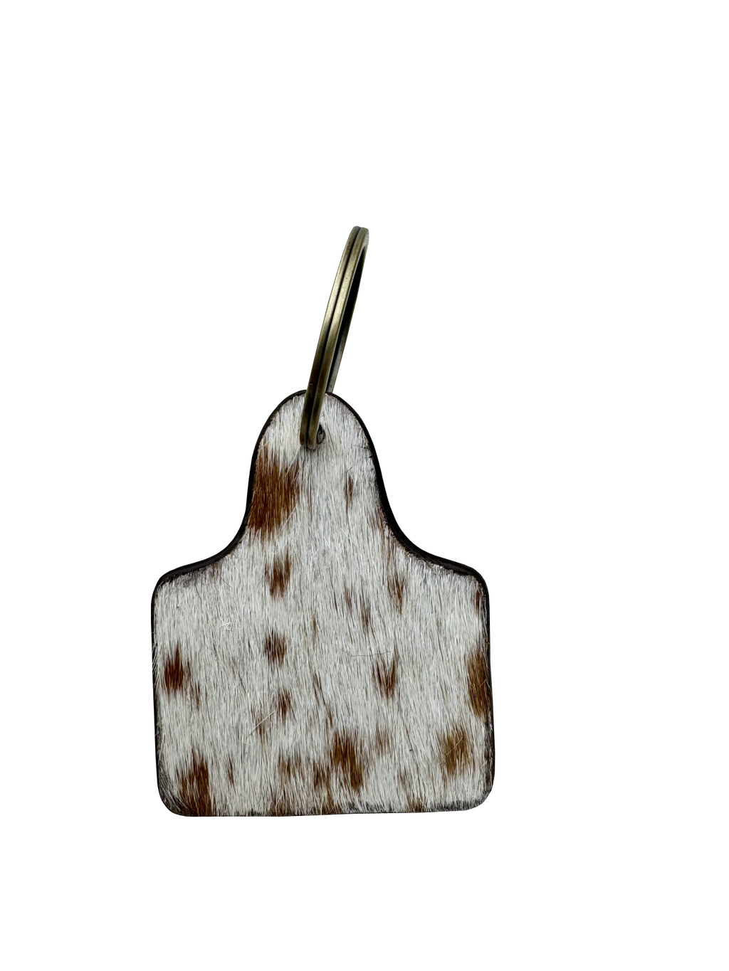 Tooled Leather Hand Painted Cattle Tag Keyring