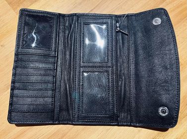 Angie Turquoise/White Saddle Blanket and Tooled Leather Trifold Wallet