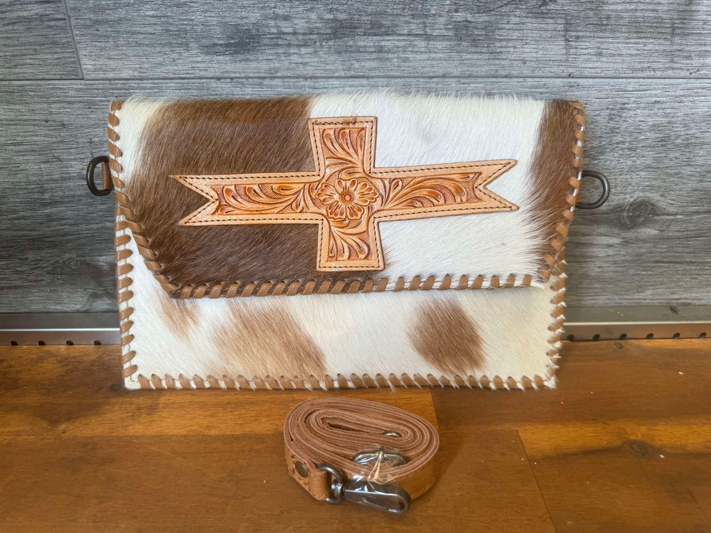 Jessie – Genuine Cowhide and Tooled Leather Bag