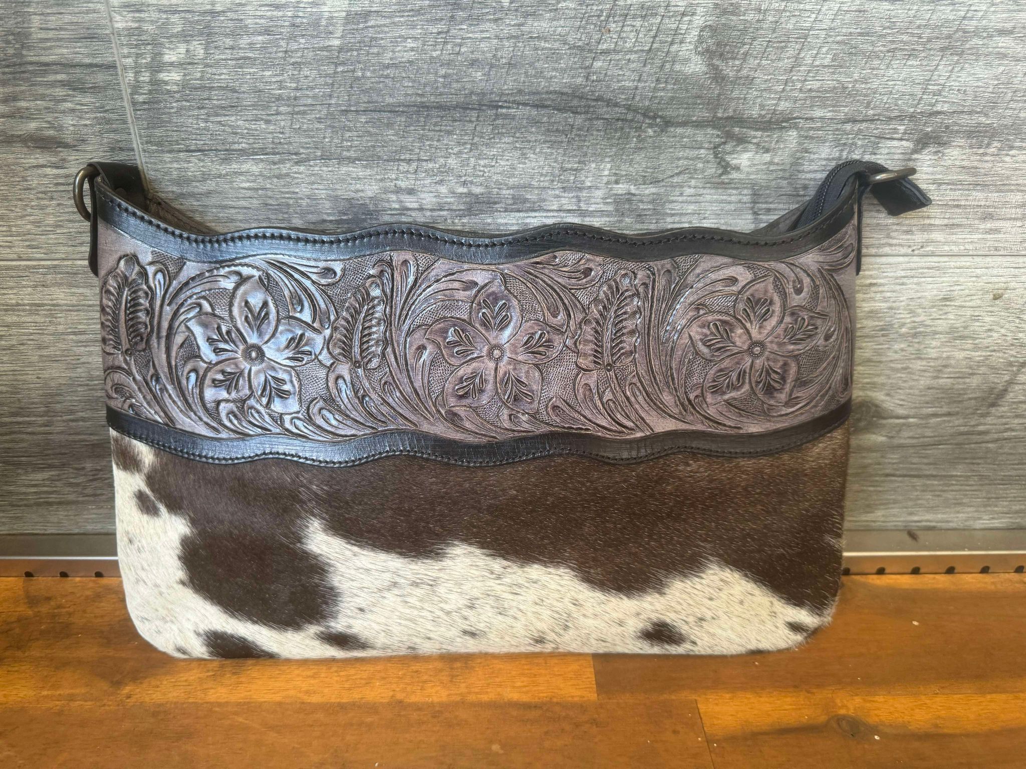 Tia – Genuine Tooled Leather and Cowhide Bag