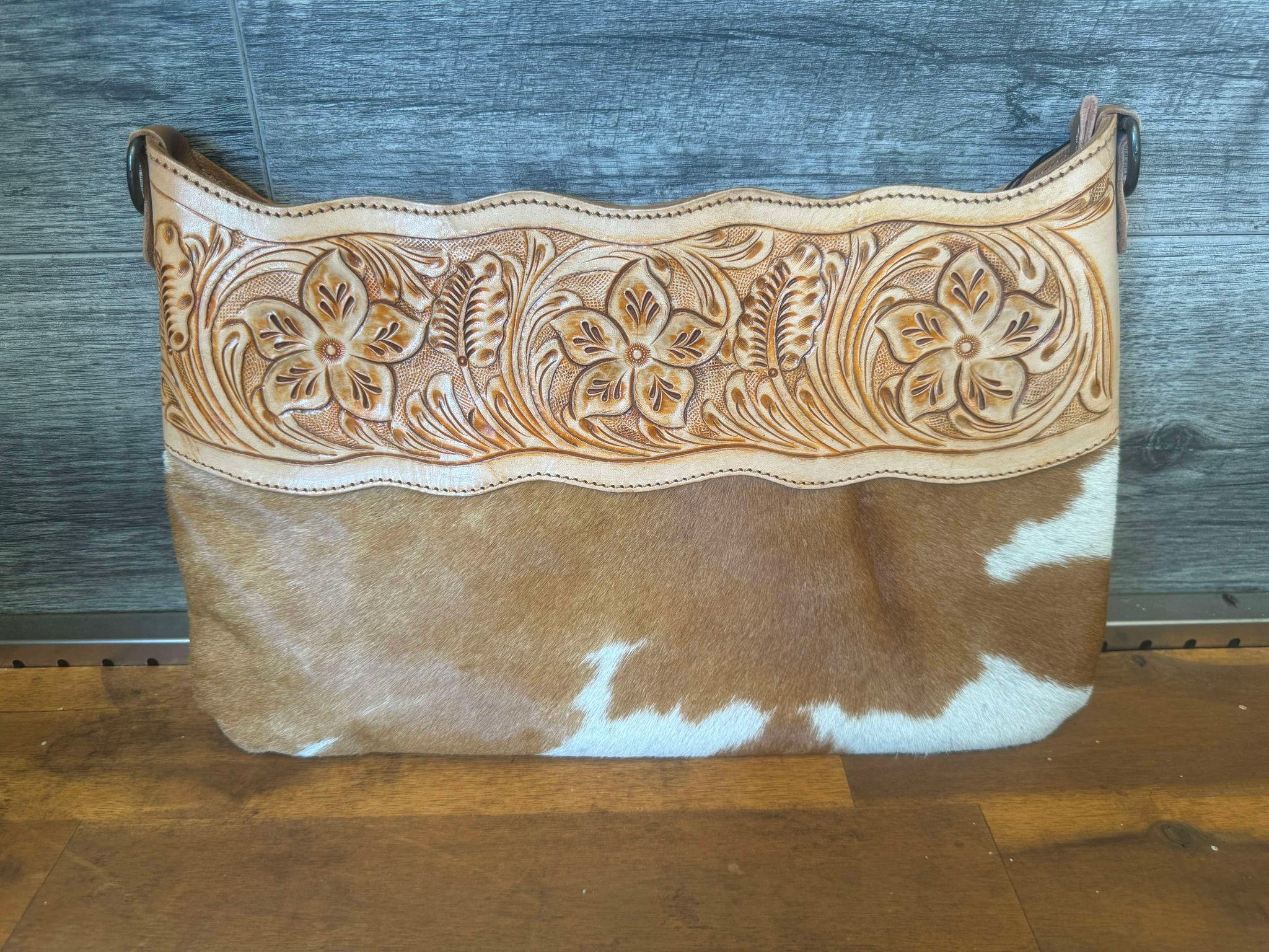 Tia – Genuine Tooled Leather and Cowhide Bag