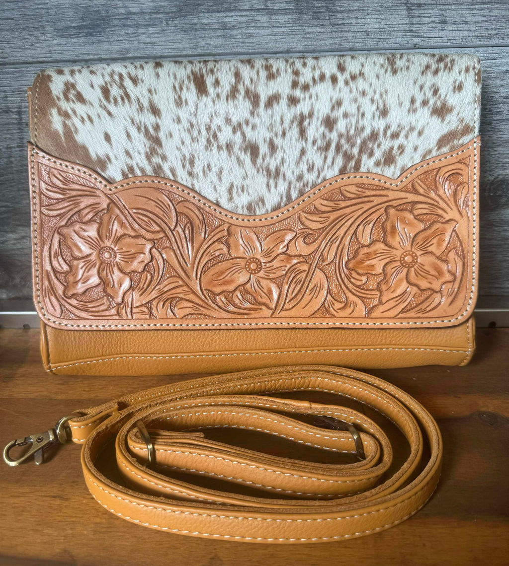 Sammi – Genuine Tooled Leather and Cowhide Bag