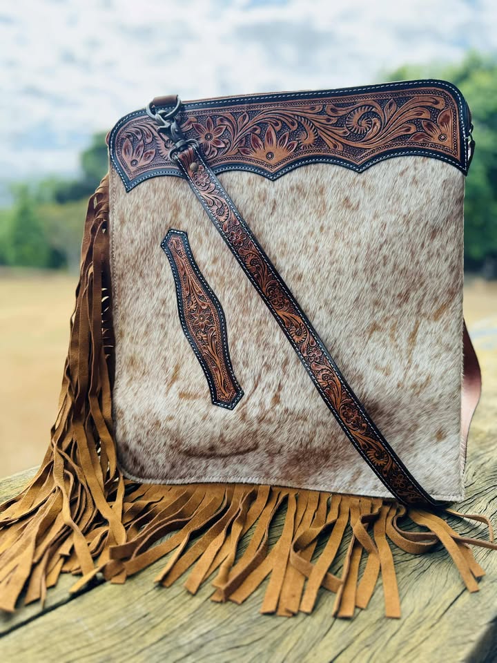 Jackie “Chaps” – Genuine Cowhide and Tooled Leather Bag