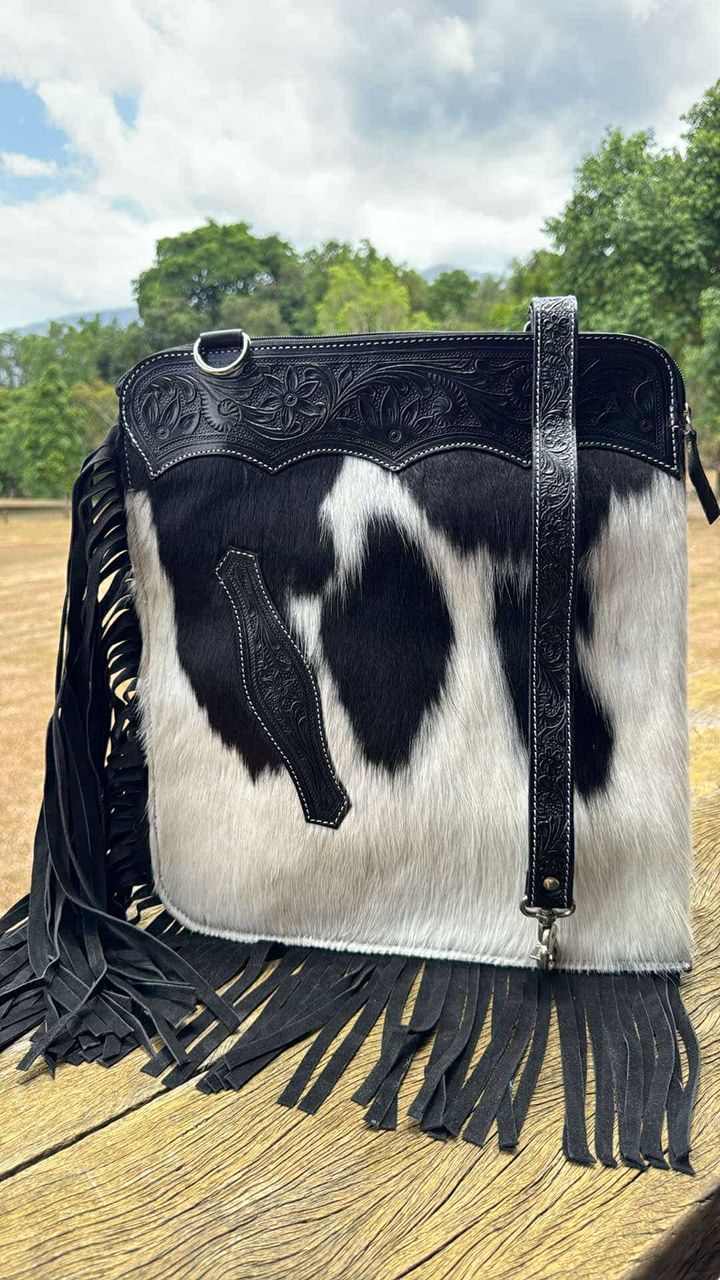Jackie “Chaps” – Genuine Cowhide and Tooled Leather Bag
