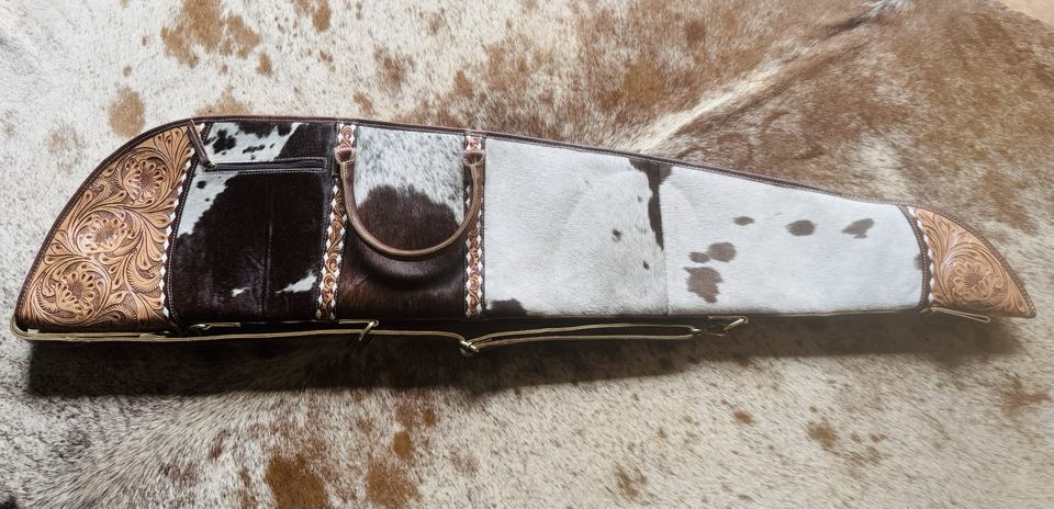 Rifle/ Gun Case - Genuine Tooled Leather and Cowhide