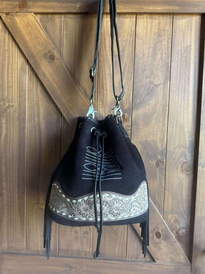 Amanda – Genuine Suede Leather Bucket Bag