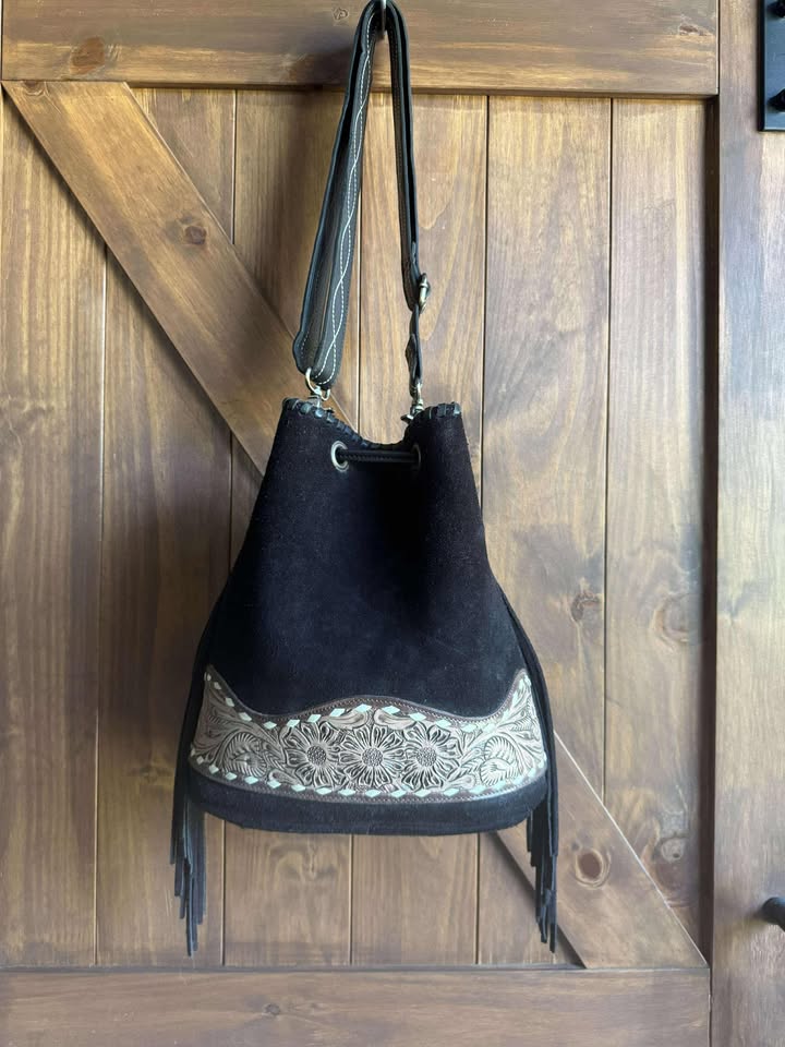 Amanda – Genuine Suede Leather Bucket Bag