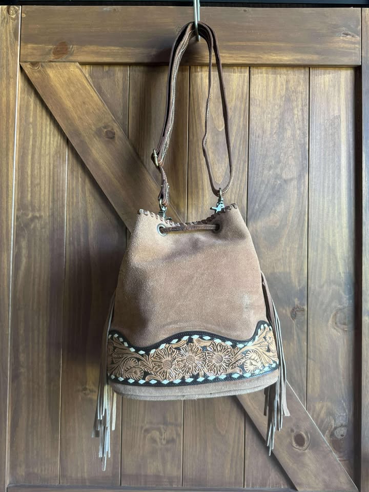 Amanda – Genuine Suede Leather Bucket Bag