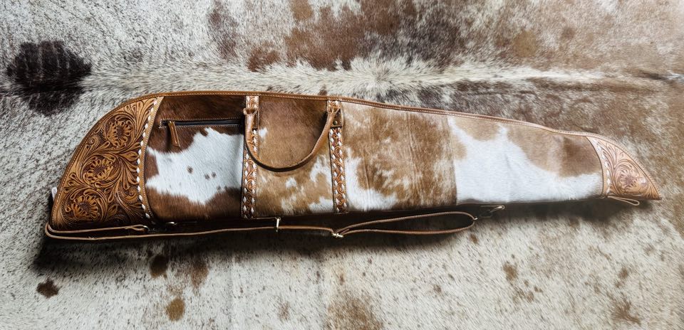 Rifle/ Gun Case - Genuine Tooled Leather and Cowhide