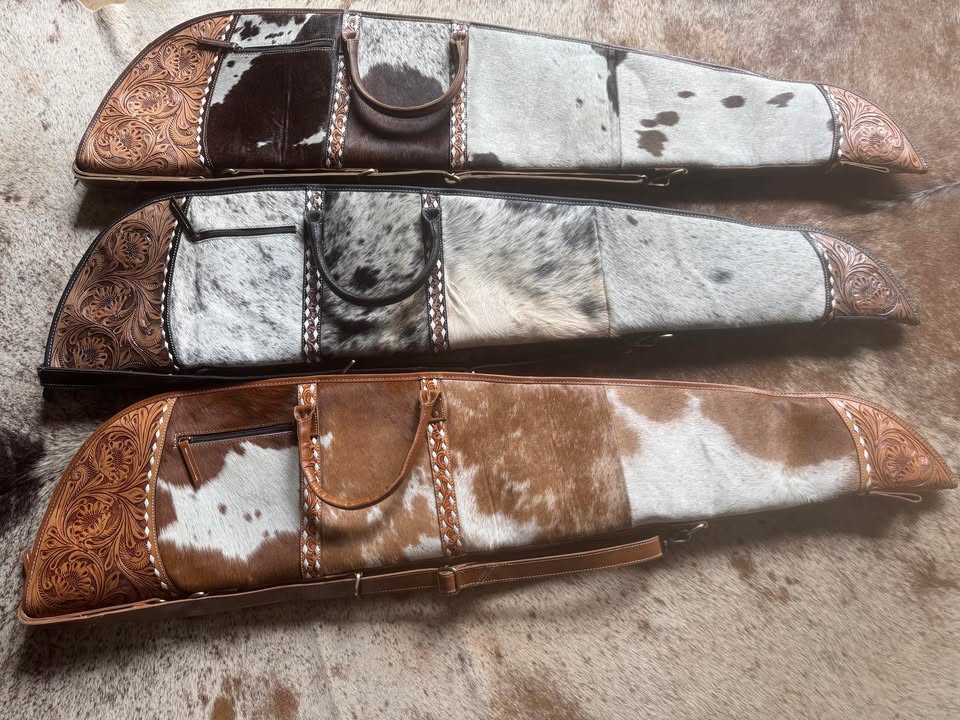 Rifle/ Gun Case - Genuine Tooled Leather and Cowhide