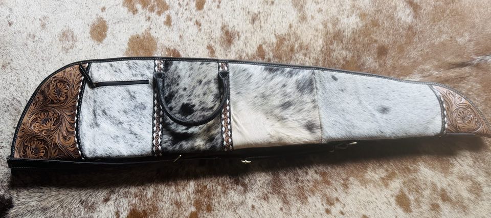 Rifle/ Gun Case - Genuine Tooled Leather and Cowhide