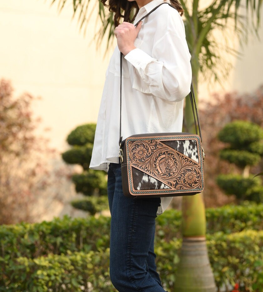 Coach – Genuine Cowhide and Tooled Leather Bag