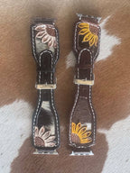 Apple tooled Leather Watch Band - Sunflower