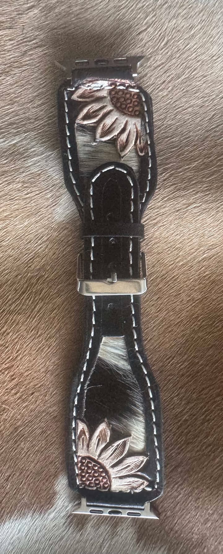 Apple tooled Leather Watch Band - Sunflower