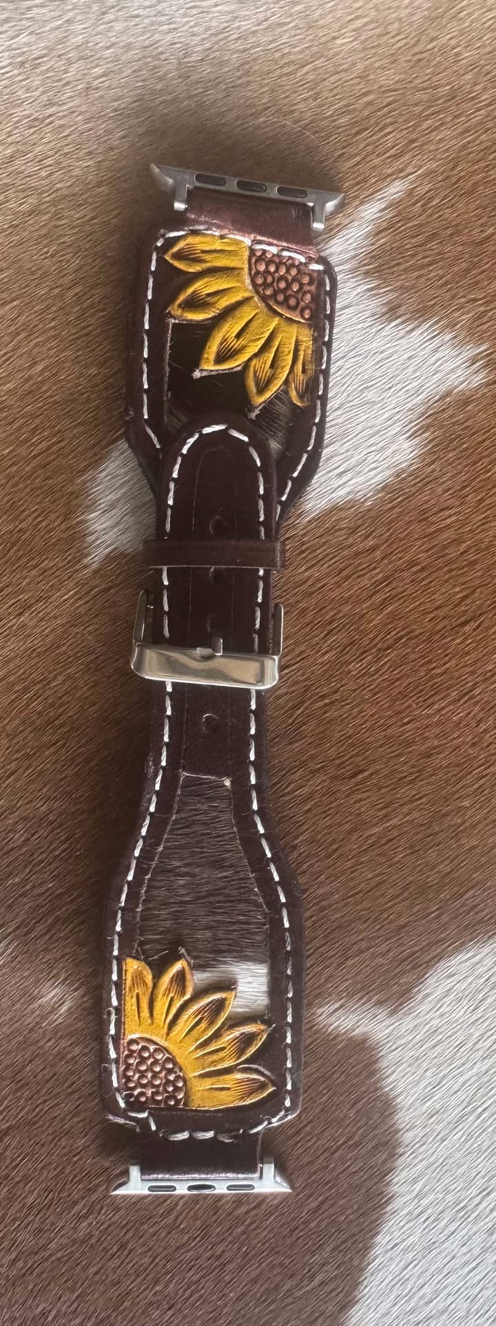 Apple tooled Leather Watch Band - Sunflower