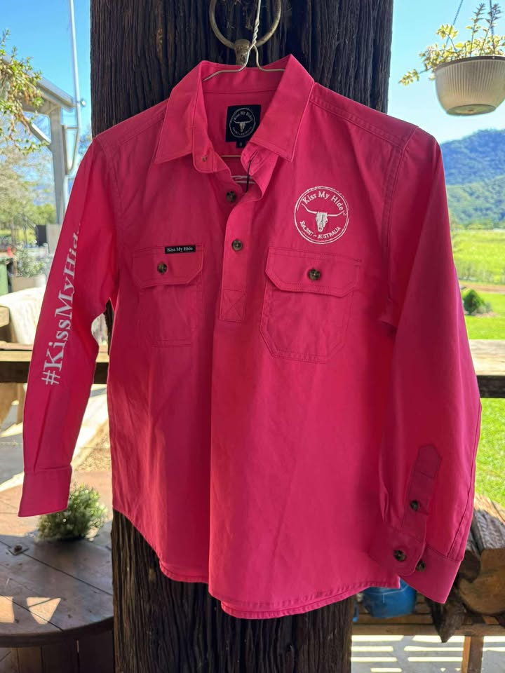 Kids Half Button Work Shirt – 2024 LOGO