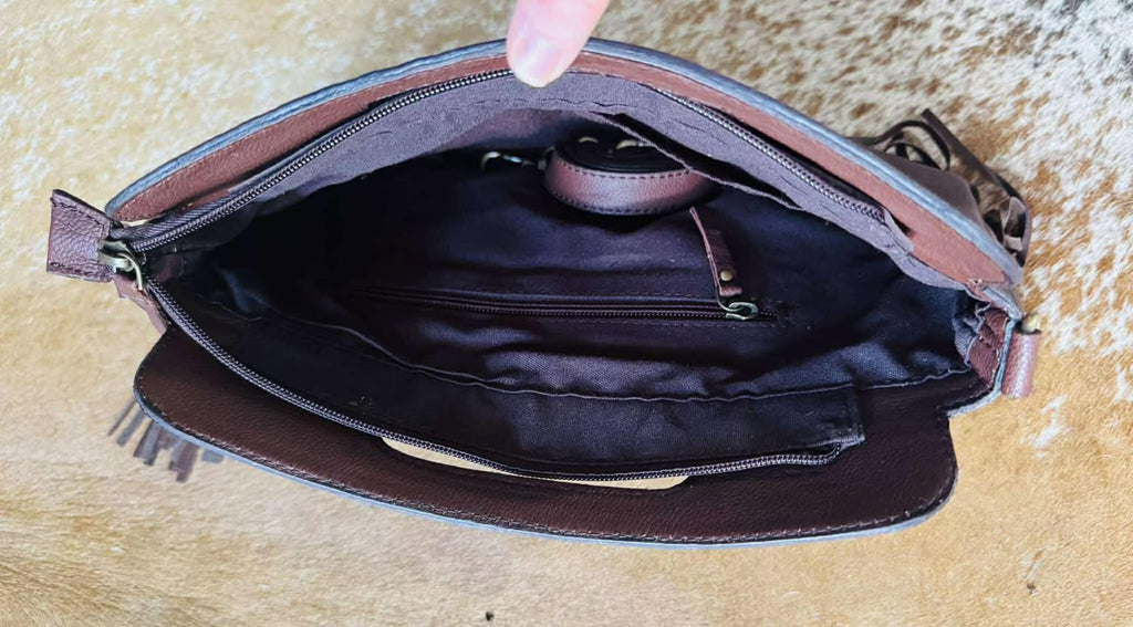 Tanya – Genuine Tooled Leather Tassel Bag