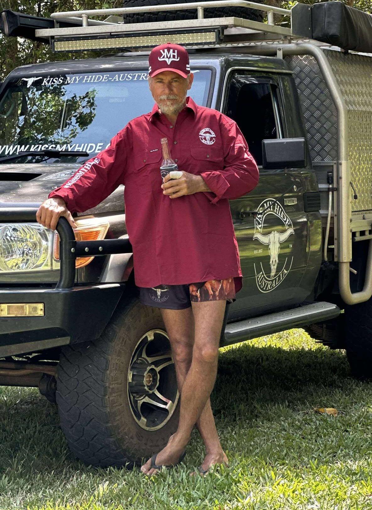 Bushman - Men's Maroon Half Button Shirt