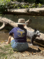 CATTLE QUEEN - Women's Navy/ Gold Full Button Work Shirt