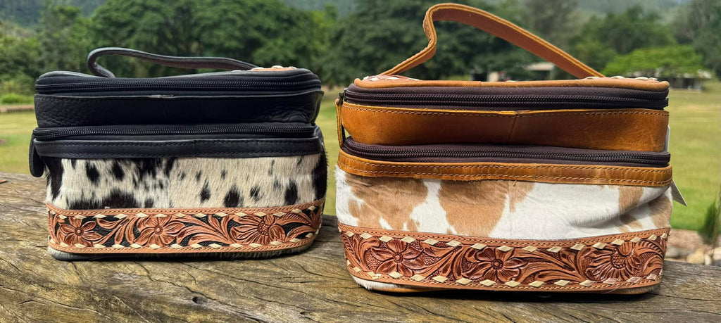 Lilly – Genuine Cowhide and Tooled Leather Wallet Dual Compartment Toiletry Bag Australia