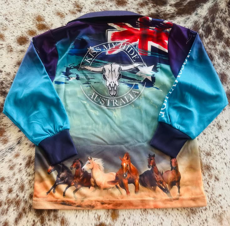 Kids "HORSES" Design Fishing Shirt
