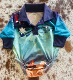 Little Tacker Fishing Romper - "HORSES" Design
