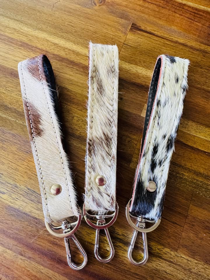 Genuine Cowhide Medium Wristlet Keychain