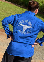 NANCY - Women's Cobalt Blue Half Button Work Shirt