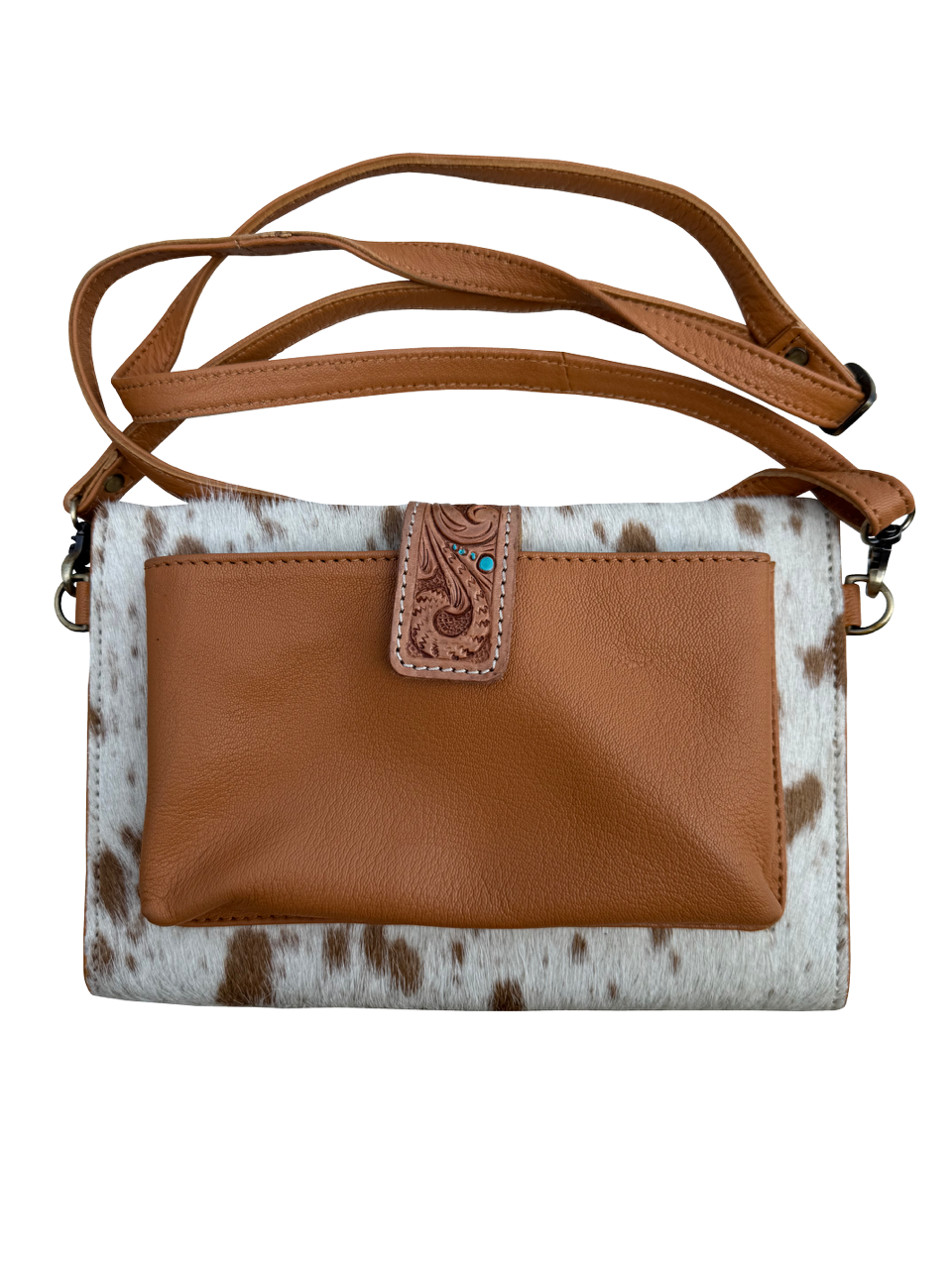 Sunflower Tooling Leather and Cowhide Wallet Bag