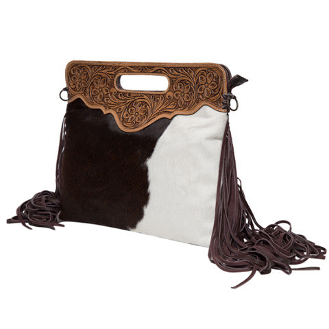 Cara – Genuine Cowhide and Tooled Leather Bag