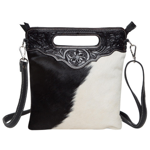 Celine – Genuine Cowhide and Tooled Leather Bag