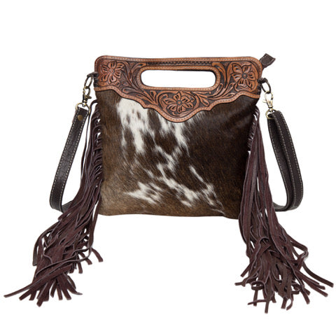 Celine – Genuine Cowhide and Tooled Leather Bag