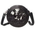 Janet – Genuine Cowhide and Tooled Leather Round Bag