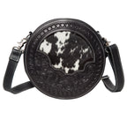 Janet – Genuine Cowhide and Tooled Leather Round Bag