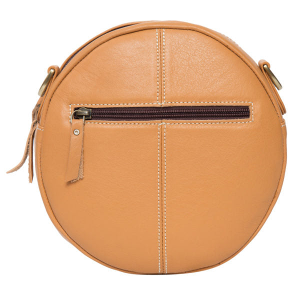 Janet – Genuine Cowhide and Tooled Leather Round Bag