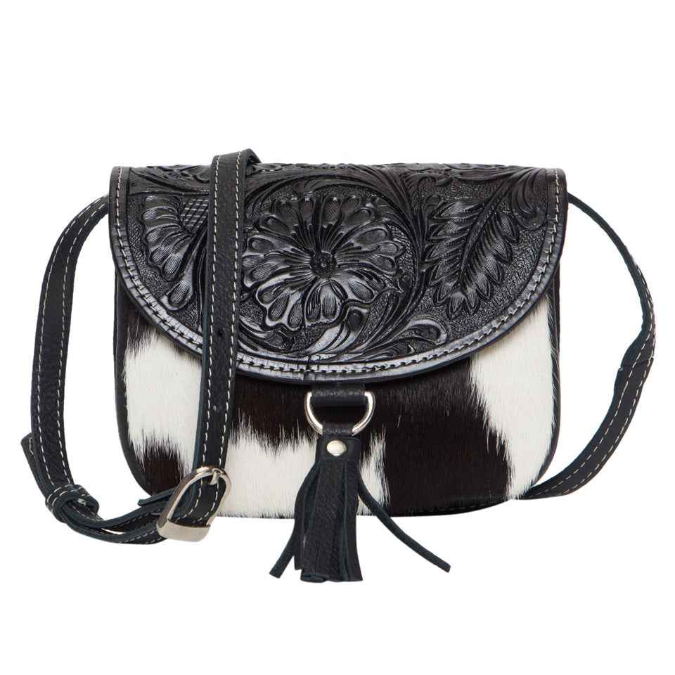Mimi – Genuine Tooled Leather and Cowhide Bag
