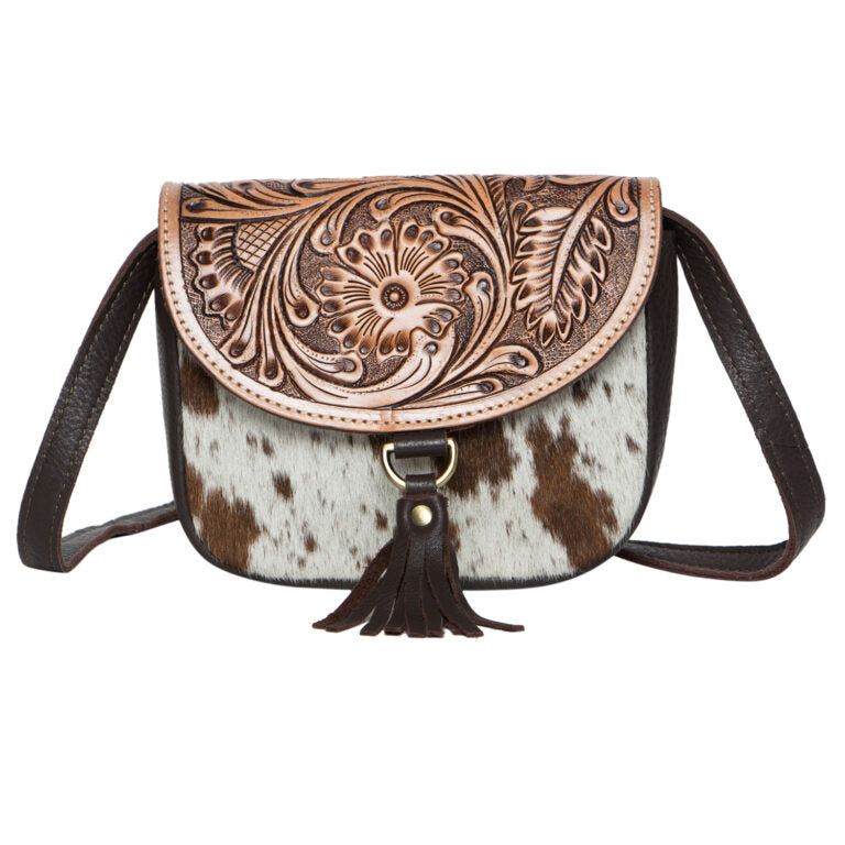 Mimi – Genuine Tooled Leather and Cowhide Bag