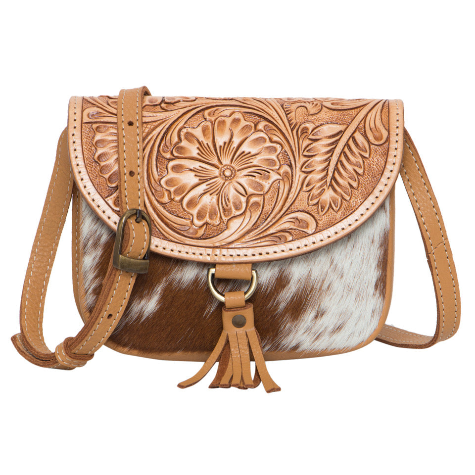 Mimi – Genuine Tooled Leather and Cowhide Bag