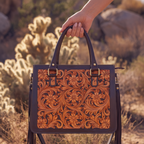 Cammy Hand Tooled Leather Tote Bag