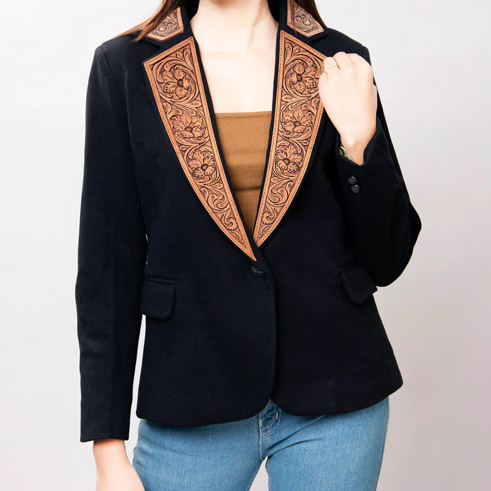 Women's Blazer w/ Hand Tooled Leather