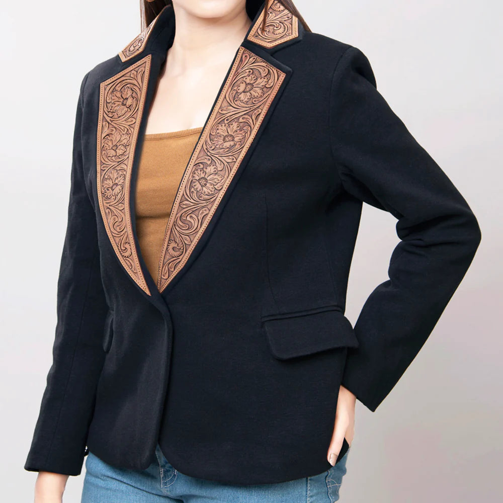 Women's Blazer w/ Hand Tooled Leather
