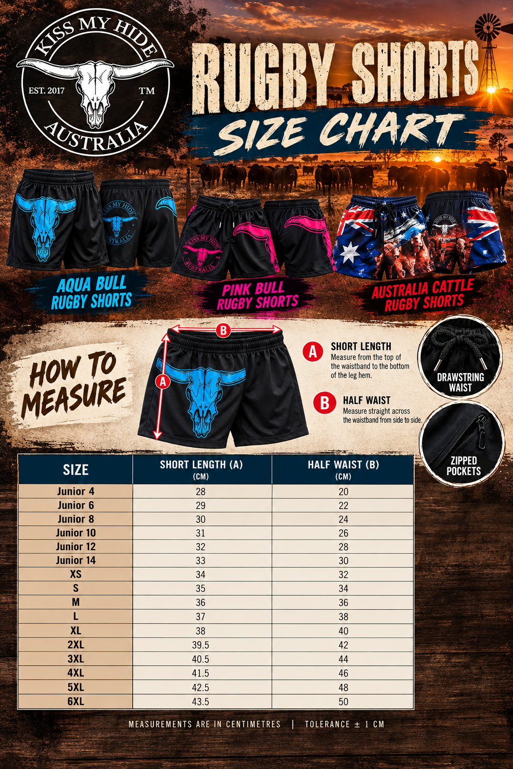 Adult "AQUA BULL" Rugby Shorts