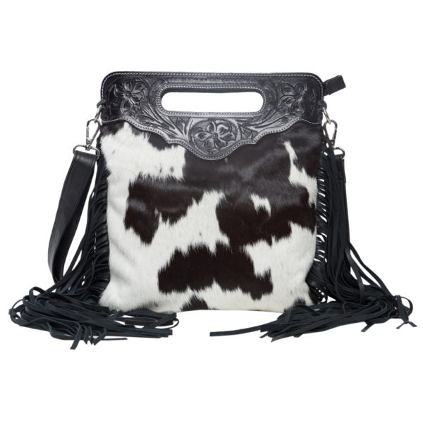 Celine – Genuine Cowhide and Tooled Leather Bag