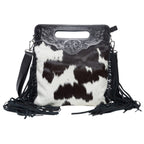 Celine – Genuine Cowhide and Tooled Leather Bag