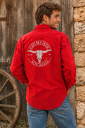 JAMIE - Men's - Red Half Button Work Shirt