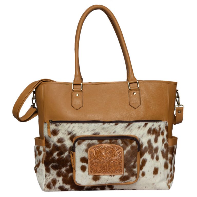 Trina – Genuine Leather and Cowhide Nappy Bag