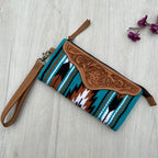 Leah – Genuine Leather and Saddle Blanket Clutch