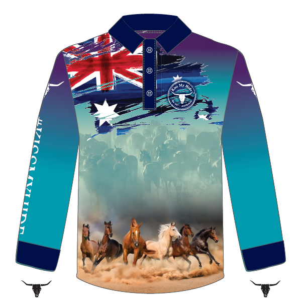 Kids "HORSES" Design Fishing Shirt- 2024 LOGO