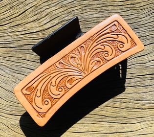 Alana Tooled Leather Hair Claw Clip
