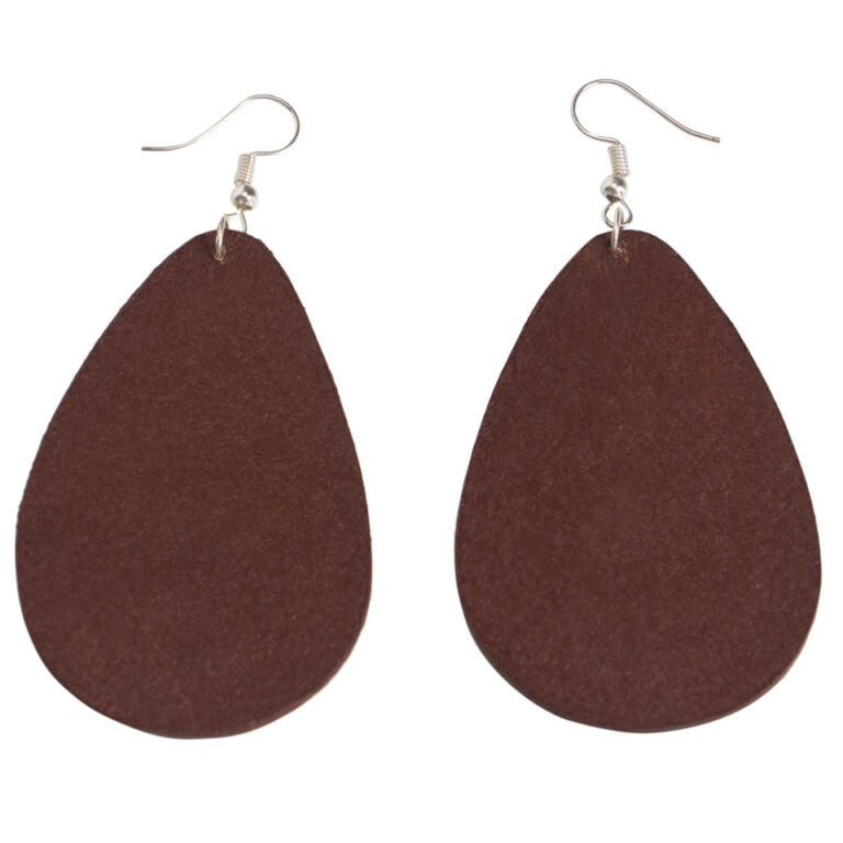 Pear Drop Tooled Leather Earrings